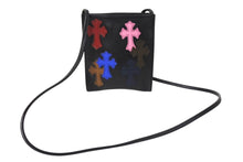 画像をギャラリービューアに読み込む, 新品同様品 CHROME HEARTS クロムハーツ レザー スクエアポシェット ショルダーバッグ クロスパッチ マルチカラー ブラック 中古 4c069478