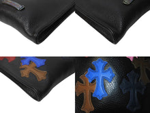画像をギャラリービューアに読み込む, 新品同様品 CHROME HEARTS クロムハーツ レザー スクエアポシェット ショルダーバッグ クロスパッチ マルチカラー ブラック 中古 4c069478