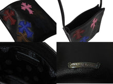 画像をギャラリービューアに読み込む, 新品同様品 CHROME HEARTS クロムハーツ レザー スクエアポシェット ショルダーバッグ クロスパッチ マルチカラー ブラック 中古 4c069478