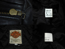 画像をギャラリービューアに読み込む, HARLEY DAVIDSON ハーレーダビットソン 総刺繍 オールレザー ジャケット レザー ナイロン ブラック オレンジ サイズM 美品 中古 4c069480