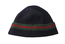 Load image into Gallery viewer, GUCCI グッチ ニット帽 ビーニー サイズM シェリーライン ウール ブラック レッド 131706 中古 美品 4c069481