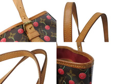 画像をギャラリービューアに読み込む, LOUIS VUITTON ルイヴィトン モノグラム チェリー バケットPM 村上隆 M95012 ハンドバッグ ブラウン ポーチ付き ロゴ 良品 中古 4c069496