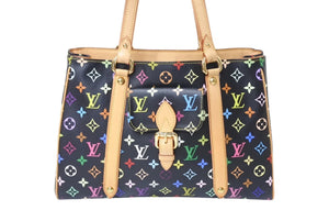 極美品 LOUIS VUITTON ルイヴィトン オーレリアMM トートバッグ M40095 村上隆 モノグラムマルチカラー ブラック 中古 4c069499