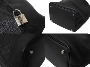 新品同様 HERMES エルメス ハンドバッグ ピコタンロックPM ブラック トリヨンクレマンス シルバー金具 D刻印 4c069535