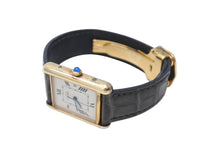 画像をギャラリービューアに読み込む, CARTIER カルティエ マストタンク GM デイト 腕時計 082731PL / 2413 シルバー925 レザー ブラック ホワイト ゴールド 美品 中古 4c069548
