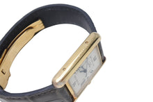 画像をギャラリービューアに読み込む, CARTIER カルティエ マストタンク GM デイト 腕時計 082731PL / 2413 シルバー925 レザー ブラック ホワイト ゴールド 美品 中古 4c069548