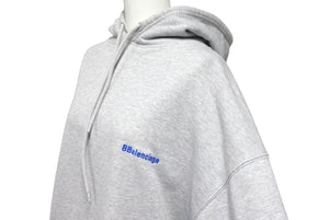 BALENCIAGA バレンシアガ ロゴ エンブロイダリー パーカー 570811 ポルトガル製 コットン グレー サイズM 美品 中古 4c069553