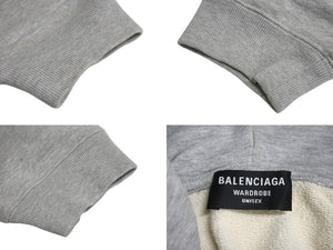 BALENCIAGA バレンシアガ ロゴ エンブロイダリー パーカー 570811 ポルトガル製 コットン グレー サイズM 美品 中古 4c069553