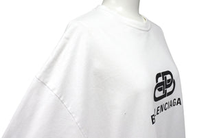 BALENCIAGA バレンシアガ BBロゴ ベーシックロゴ 半袖Tシャツ 570803 TEV48 コットン ホワイト ブラック サイズS 美品 中古 4c069559