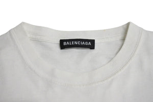 BALENCIAGA バレンシアガ BBロゴ ベーシックロゴ 半袖Tシャツ 570803 TEV48 コットン ホワイト ブラック サイズS 美品 中古 4c069559