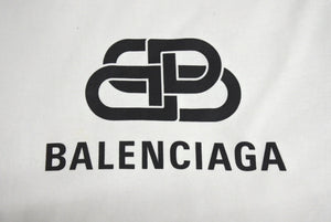 BALENCIAGA バレンシアガ BBロゴ ベーシックロゴ 半袖Tシャツ 570803 TEV48 コットン ホワイト ブラック サイズS 美品 中古 4c069559