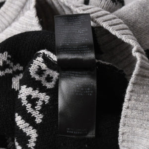 BALENCIAGA バレンシアガ 総柄 ロゴ クルーネック ニットセーター ウール グレー ブラック サイズS 美品 中古 4c069560