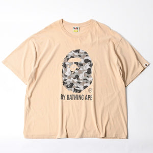 A BATHING APE アベイシングエイプ 半袖Tシャツ エイプヘッド カモ コットン ベージュ グレー サイズ3XL 美品 中古 4a007383