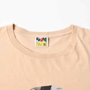 A BATHING APE アベイシングエイプ 半袖Tシャツ エイプヘッド カモ コットン ベージュ グレー サイズ3XL 美品 中古 4a007383