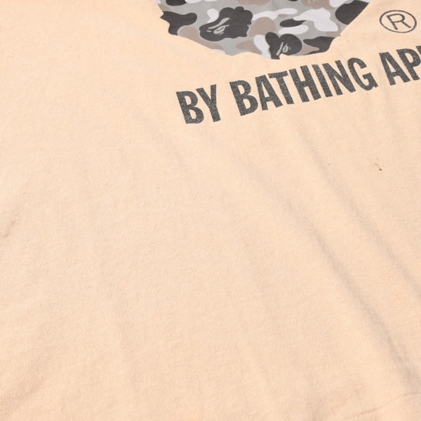 A BATHING APE アベイシングエイプ 半袖Tシャツ エイプヘッド カモ コットン ベージュ グレー サイズ3XL 美品 中古 4a007383
