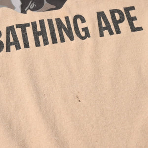 A BATHING APE アベイシングエイプ 半袖Tシャツ エイプヘッド カモ コットン ベージュ グレー サイズ3XL 美品 中古 4a007383