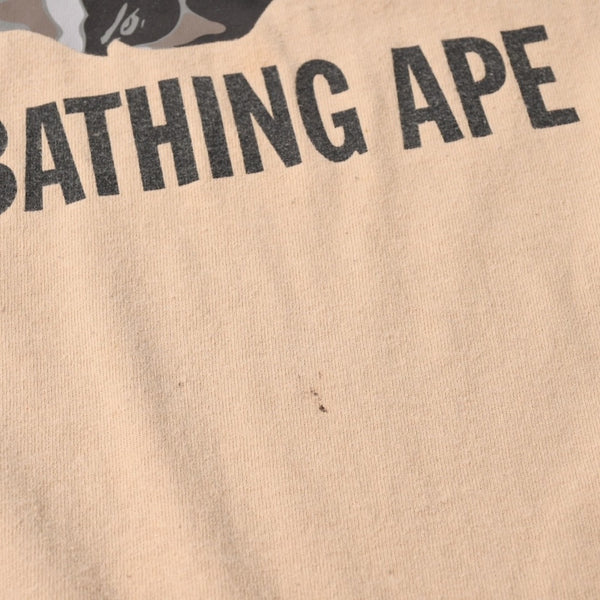 A BATHING APE アベイシングエイプ 半袖Tシャツ エイプヘッド カモ コットン ベージュ グレー サイズ3XL 美品 中古 4a007383
