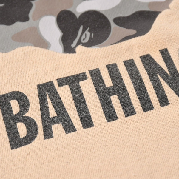 A BATHING APE アベイシングエイプ 半袖Tシャツ エイプヘッド カモ コットン ベージュ グレー サイズ3XL 美品 中古 4a007383
