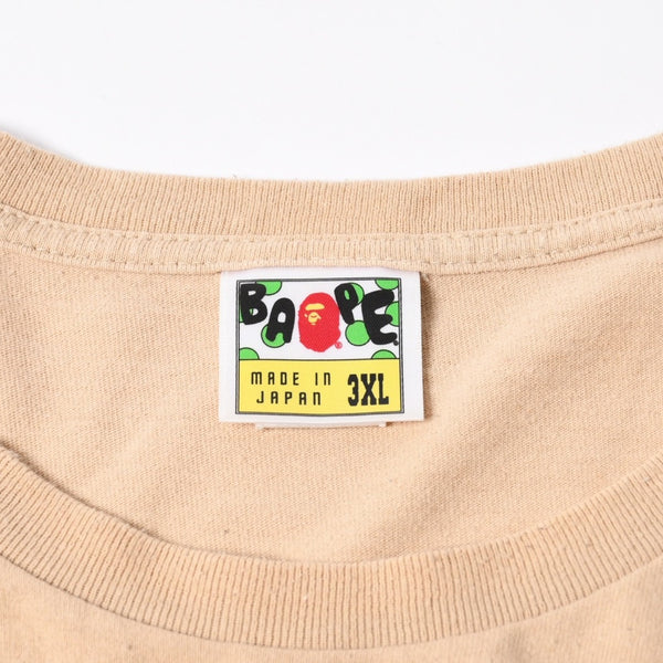 A BATHING APE アベイシングエイプ 半袖Tシャツ エイプヘッド カモ コットン ベージュ グレー サイズ3XL 美品 中古 4a007383