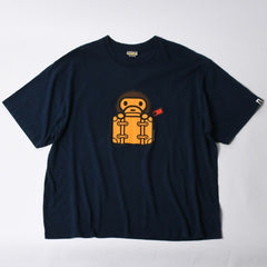 A BATHING APE アベイシングエイプ スーツケースマイロ 半袖Tシャツ JAPAN製 コットン ネイビー サイズ3XL 美品 中古 4a007420