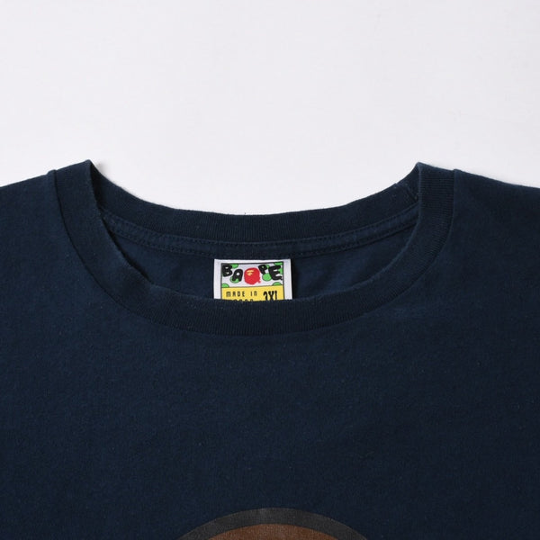 A BATHING APE アベイシングエイプ スーツケースマイロ 半袖Tシャツ JAPAN製 コットン ネイビー サイズ3XL 美品 中古 4a007420