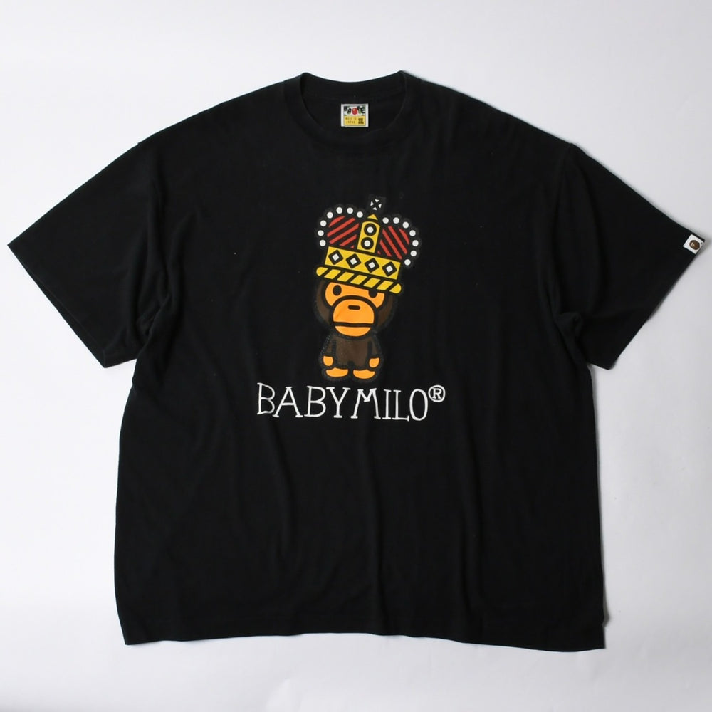 A BATHING APE アベイシングエイプ BAPE ベイプ 半袖 Tシャツ BAPE 王冠 マイロ サイズ 2XL ブラック 美品 中古 4a007419