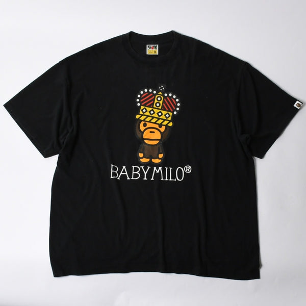 A BATHING APE アベイシングエイプ BAPE ベイプ 半袖 Tシャツ BAPE 王冠 マイロ サイズ 2XL ブラック 美品 中古 4a007419