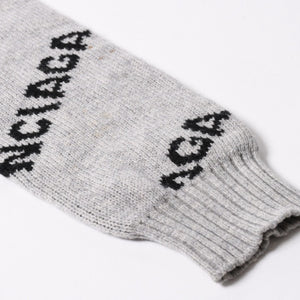 BALENCIAGA バレンシアガ 総柄 ロゴ クルーネック ニットセーター ウール グレー ブラック サイズS 美品 中古 4c069560