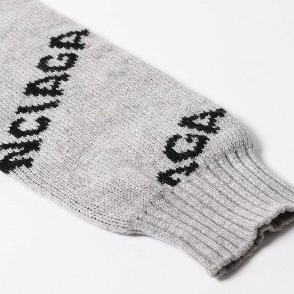 BALENCIAGA バレンシアガ 総柄 ロゴ クルーネック ニットセーター ウール グレー ブラック サイズS 美品 中古 4c069560