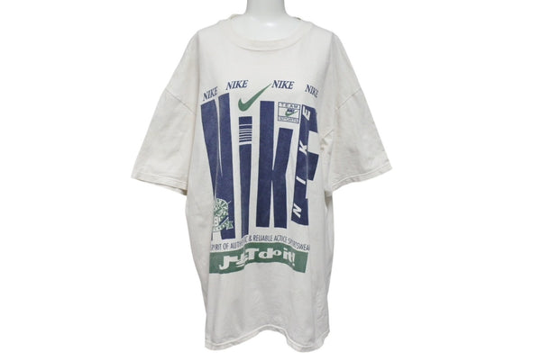 NIKE Vintage Short-Sleeve T-Shirt Top 90's U.S.ACotton, White, Blue, Green, Size XL, Good Condition, Used, 4c069568
