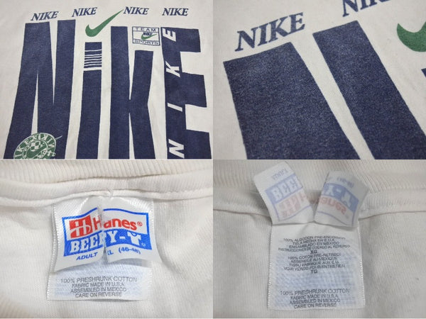 NIKE Vintage Short-Sleeve T-Shirt Top 90's U.S.ACotton, White, Blue, Green, Size XL, Good Condition, Used, 4c069568