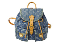 Load image into Gallery viewer, LOUIS VUITTON ルイヴィトン サックアドGM リュック バックパック M95056 モノグラムデニム ブルー ゴールド金具 美品 中古 4c069583