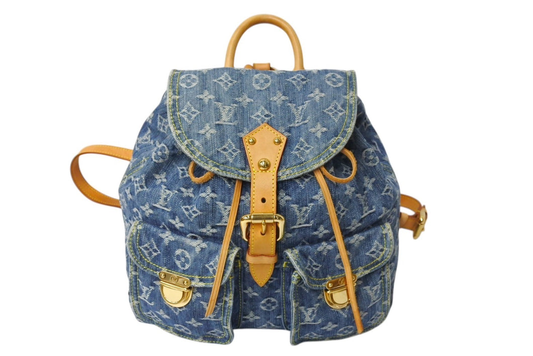 LOUIS VUITTON ルイヴィトン サックアドGM リュック バックパック M95056 モノグラムデニム ブルー ゴールド金具 美品 中古 4c069583