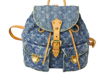 Load image into Gallery viewer, LOUIS VUITTON ルイヴィトン サックアドGM リュック バックパック M95056 モノグラムデニム ブルー ゴールド金具 美品 中古 4c069583