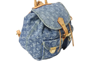 LOUIS VUITTON ルイヴィトン サックアドGM リュック バックパック M95056 モノグラムデニム ブルー ゴールド金具 美品 中古 4c069583