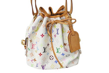 画像をギャラリービューアに読み込む, LOUIS VUITTON ルイヴィトン プチ ノエ ショルダーバッグ M42229 モノグラム マルチカラー PVC ヌメ革 ホワイト 美品 中古 4c069598