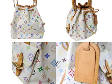 画像をギャラリービューアに読み込む, LOUIS VUITTON ルイヴィトン プチ ノエ ショルダーバッグ M42229 モノグラム マルチカラー PVC ヌメ革 ホワイト 美品 中古 4c069598