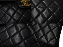 画像をギャラリービューアに読み込む, CHANEL シャネル 中マトラッセ シングルフラップ チェーンショルダーバッグ 3番台 ブラック ラムスキン ゴールド金具 美品 中古 4c069608