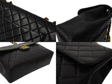 画像をギャラリービューアに読み込む, CHANEL シャネル 中マトラッセ シングルフラップ チェーンショルダーバッグ 3番台 ブラック ラムスキン ゴールド金具 美品 中古 4c069608