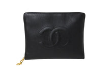 画像をギャラリービューアに読み込む, CHANEL シャネル ココマーク ジュエリーバッグ 4番台 キャビアスキン ブラック フランス製 ゴールド金具 美品 中古 4c069612