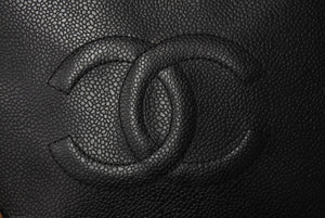 CHANEL シャネル ココマーク ジュエリーバッグ 4番台 キャビアスキン ブラック フランス製 ゴールド金具 美品 中古 4c069612