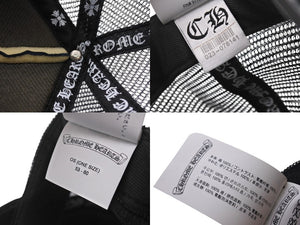 極美品 CHROME HEARTS クロムハーツ トラッカーキャップ CHクロスパッチ ONE SIZE メッシュ ブラック ホワイト シルバー925 中古 4c069624