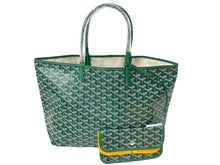 画像をギャラリービューアに読み込む, 新品未使用 GOYARD ゴヤール サンルイPM バッグ トートバッグ STLOUIPMLTY09CL09P PVC レザー ヘリンボーン グリーン 中古 4c069627