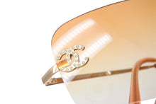 画像をギャラリービューアに読み込む, CHANEL シャネル リムレス サングラス 4017-D c.125/56 サイズ62□17 120 グラデーション オレンジ ココマーク ラインストーン 美品 中古 4c069633