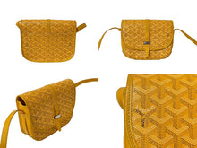 Load image into Gallery viewer, 新品同様 GOYARD ゴヤール ベルヴェデーレPM バッグ ショルダーバッグ イエロー PVC レザー ヘリンボーン柄 中古 4c069646