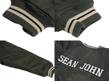 画像をギャラリービューアに読み込む, SEAN JOHN ショーンジョン スタジャン サイズXXL カーキ コットン ナイロン ラグラン ロゴ 刺繍 美品 中古 4c069665