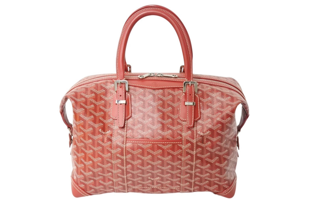 新品同様 GOYARD ゴヤール ボストンバッグ ボーイング30 レッド PVCコーティングキャンバス レザー シルバー金具 中古 4c069703