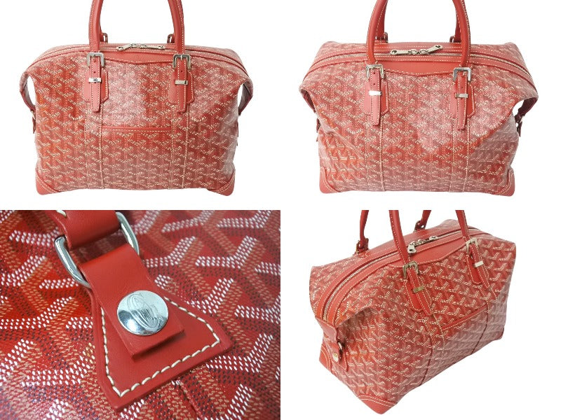 新品同様 GOYARD ゴヤール ボストンバッグ ボーイング30 レッド PVCコーティングキャンバス レザー シルバー金具 中古 4c069703