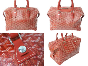 Like new GOYARD Boston bag Boeing 30 Red PVC coated canvas Leather Silver hardware Used 4c069703