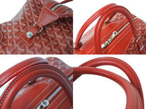 Like new GOYARD Boston bag Boeing 30 Red PVC coated canvas Leather Silver hardware Used 4c069703